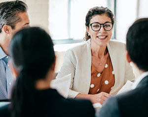 Woman consulting team